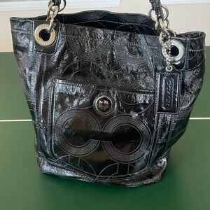 Genuine COACH Patent Leather Logo Alex Tote / Shoulder Bag